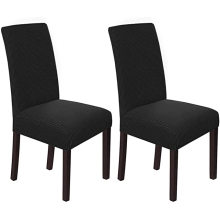 Textiles de maison Housses de chaise Ensemble de housses de chaise de salle à manger extensible en sergé noir d&#39;intérieur